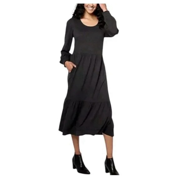 Canyon Retreat Dresses & Skirts - NWTCanyon Retreat Washed Black Long-Sleeve Tiered Midi Boot Dress Size 1XL